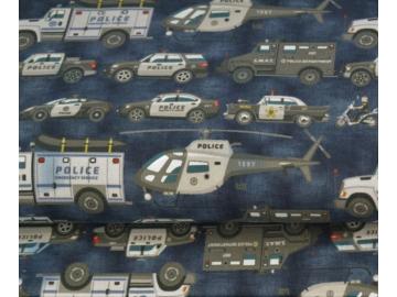 french Terry BW Polizeitransporter blau, digitaler Druck
